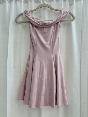 Women's Off-Shoulder Light Pink Fit & Flare Dress